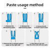 Five steps demonstrating how to use the paste usage method for kinesiology tape on the skin.