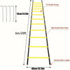 Rampa de entrenamiento estilo escalera amarilla y negra con 12 peldaños flexibles y cuerda de nylon para práctica de fútbol.