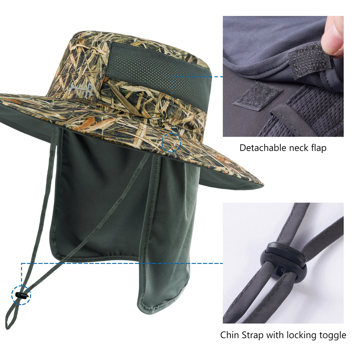 UPF 50+ Sun Protection Bucket Hat with Detachable Neck Flap