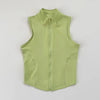 Limettengrünes Damen-Sport-Crop-Top-Vest mit durchgehendem Reißverschlusskragen