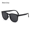 Black-gray vintage oversized retro sunglasses with black frames and dark lenses