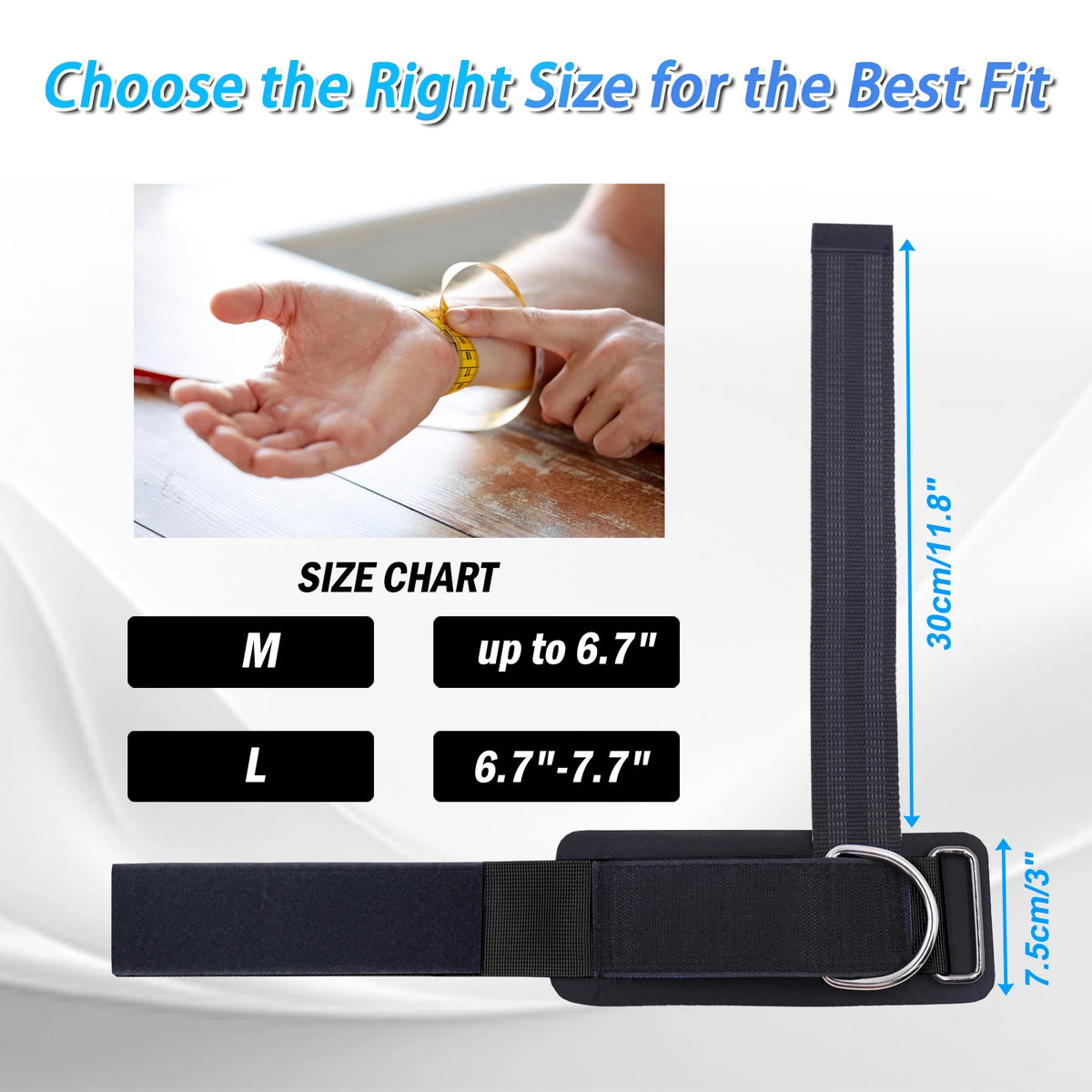 Adjustable Sliding D-Ring Wrist Cuffs for Gym Training