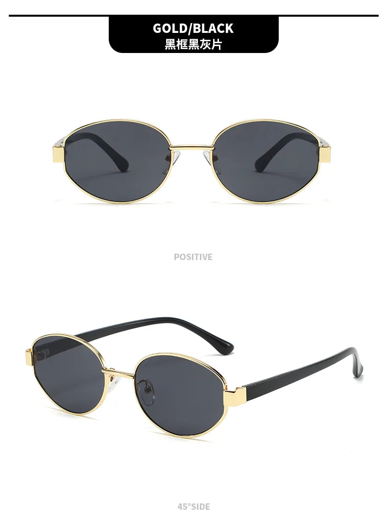 Retro Oval Metal Sunglasses with UV400 Protection