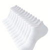 A stack of six pairs of white breathable ankle socks displayed on a white background.