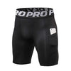Shorts deportivos de compresión y secado rápido para hombres, con logotipo y bolsillo lateral