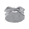 Gray bohemian bunny ear headband with a bow detail
