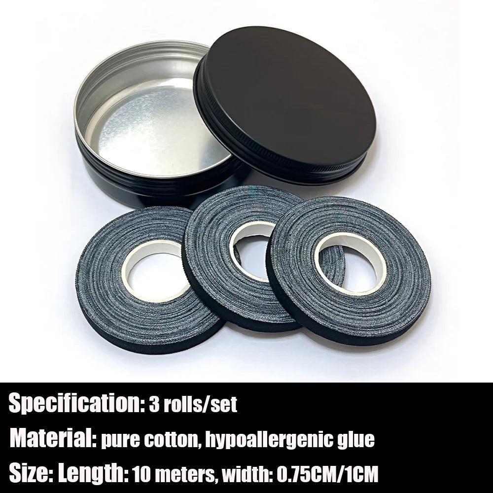 Trois rouleaux de ruban adhésif hypoallergénique, 10 mètres de long et 0,75 cm de large