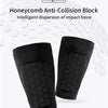 Black honeycomb anti-collision shin guards shown against a white background.
