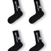 Four pairs of black men's athletic soccer socks with anti-slip grip