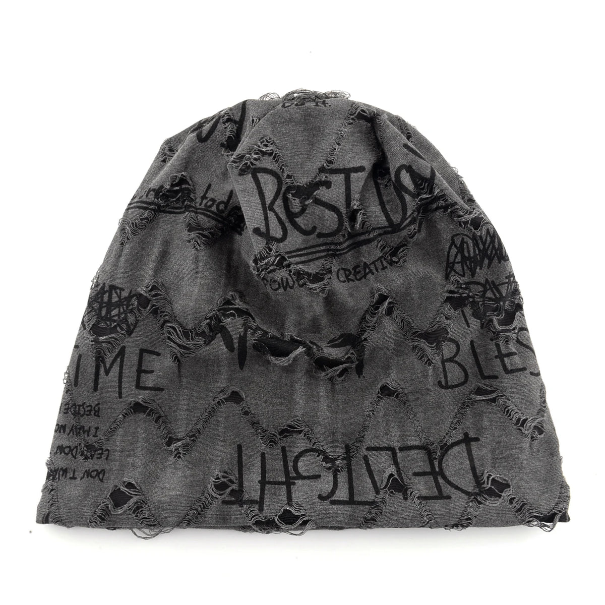 Vintage Letter Print Beanie Hat with Fleece Lining
