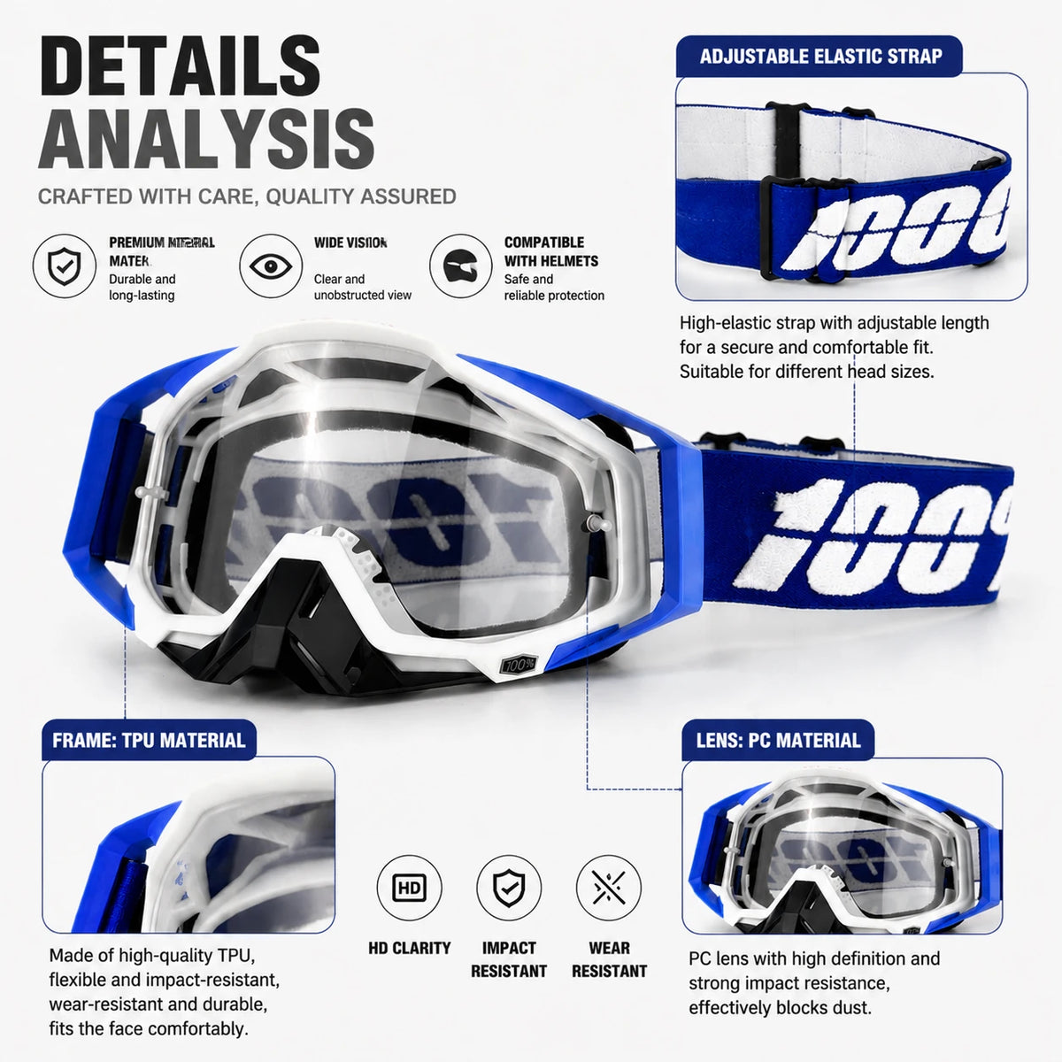 Windproof Off-Road Motorcycle Goggles with Anti-Fog Coated Lenses