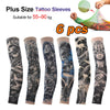 Six packs of plus size tattoo sleeves suitable for 55-90 kg shown in various designs