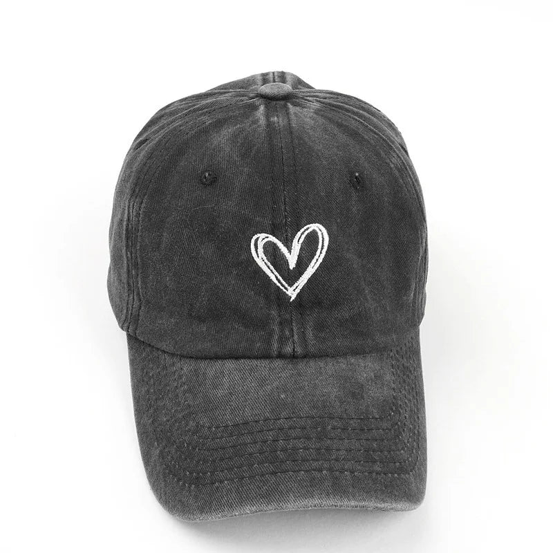 Peach Heart Embroidered Baseball Cap