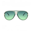 Olive green aviator sunglasses with gold accents and UV400 protection