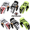 A collection of black and white checkered cycling gloves for various sports activities.