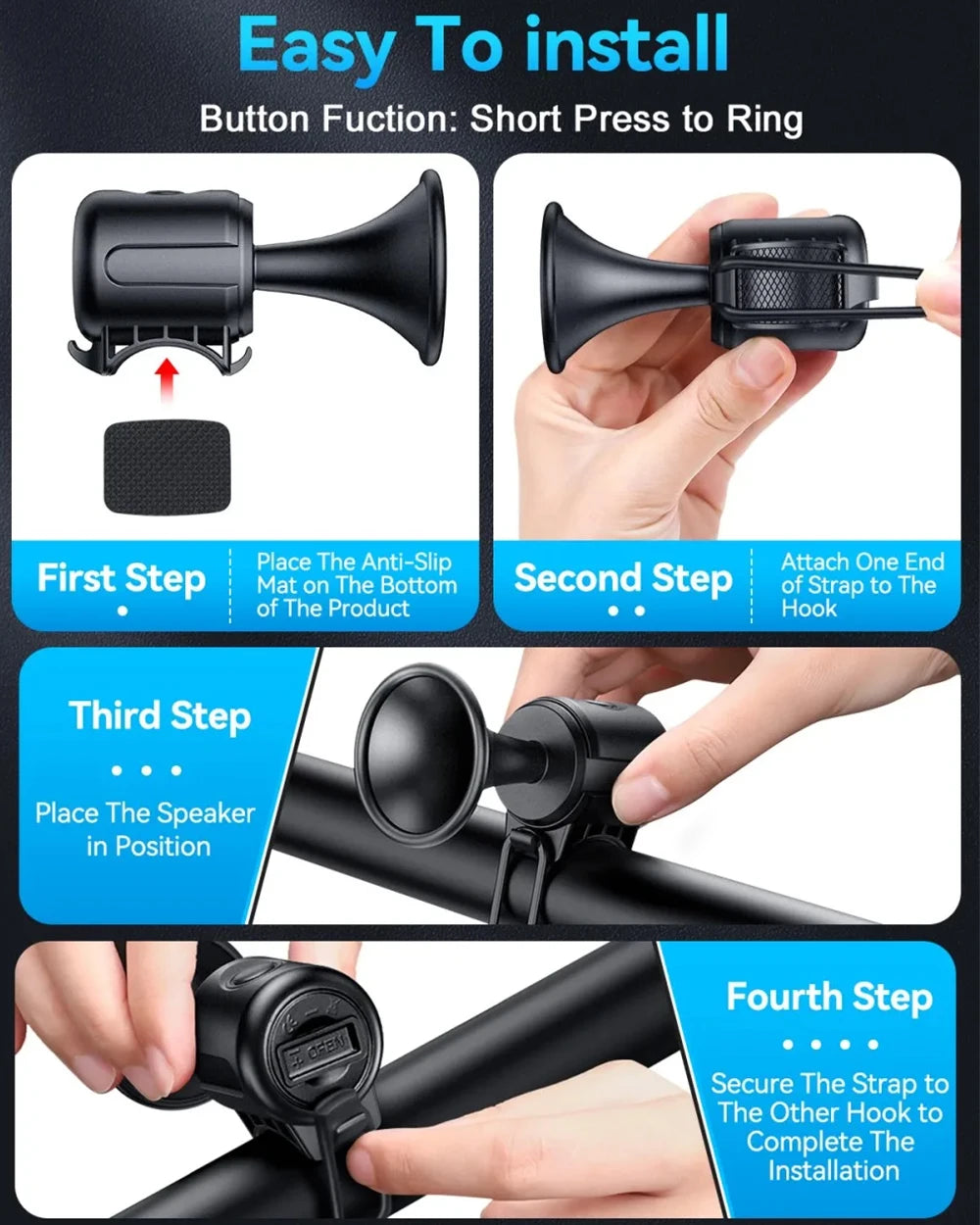 Loud 130dB Electric Bicycle Horn with Waterproof Design