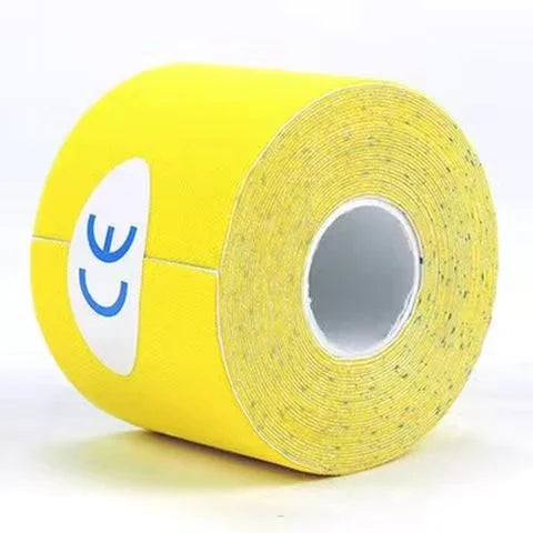 Yellow roll of kinesiology tape for athletic recovery