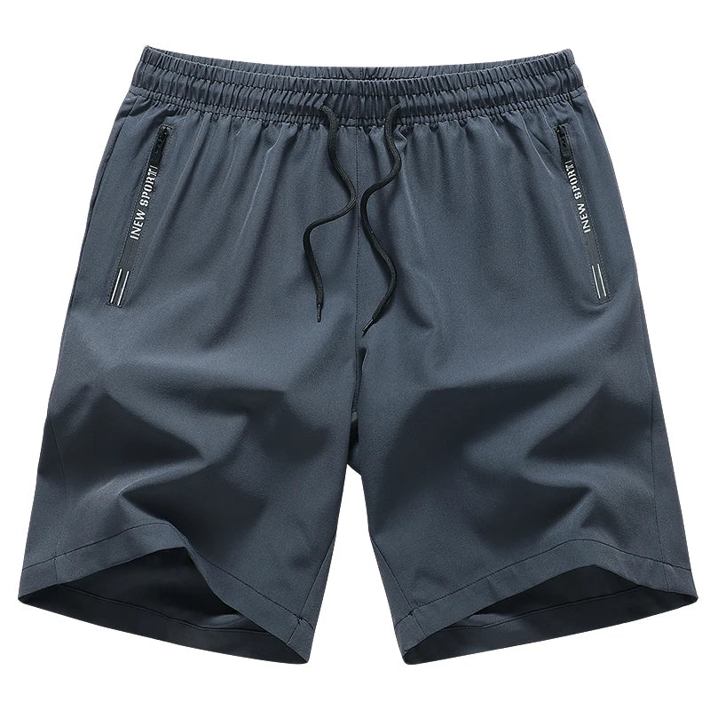 Dunkelgraue Herren-Trainingsshorts zum schnellen Trocknen, flach ausgelegt