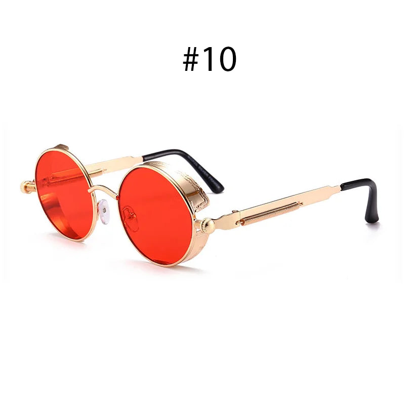 Steampunk Round Sunglasses with Alloy Frame and UV400 Protection