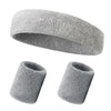 A multi-pack of gray sports headbands for fitness and activity, shown in various views.