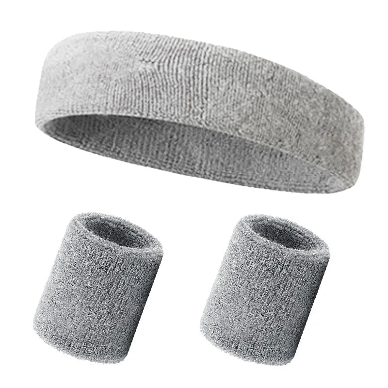 A multi-pack of gray sports headbands for fitness and activity, shown in various views.