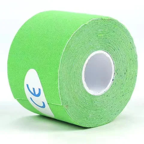 Roll of bright green kinesiology tape for athletic recovery