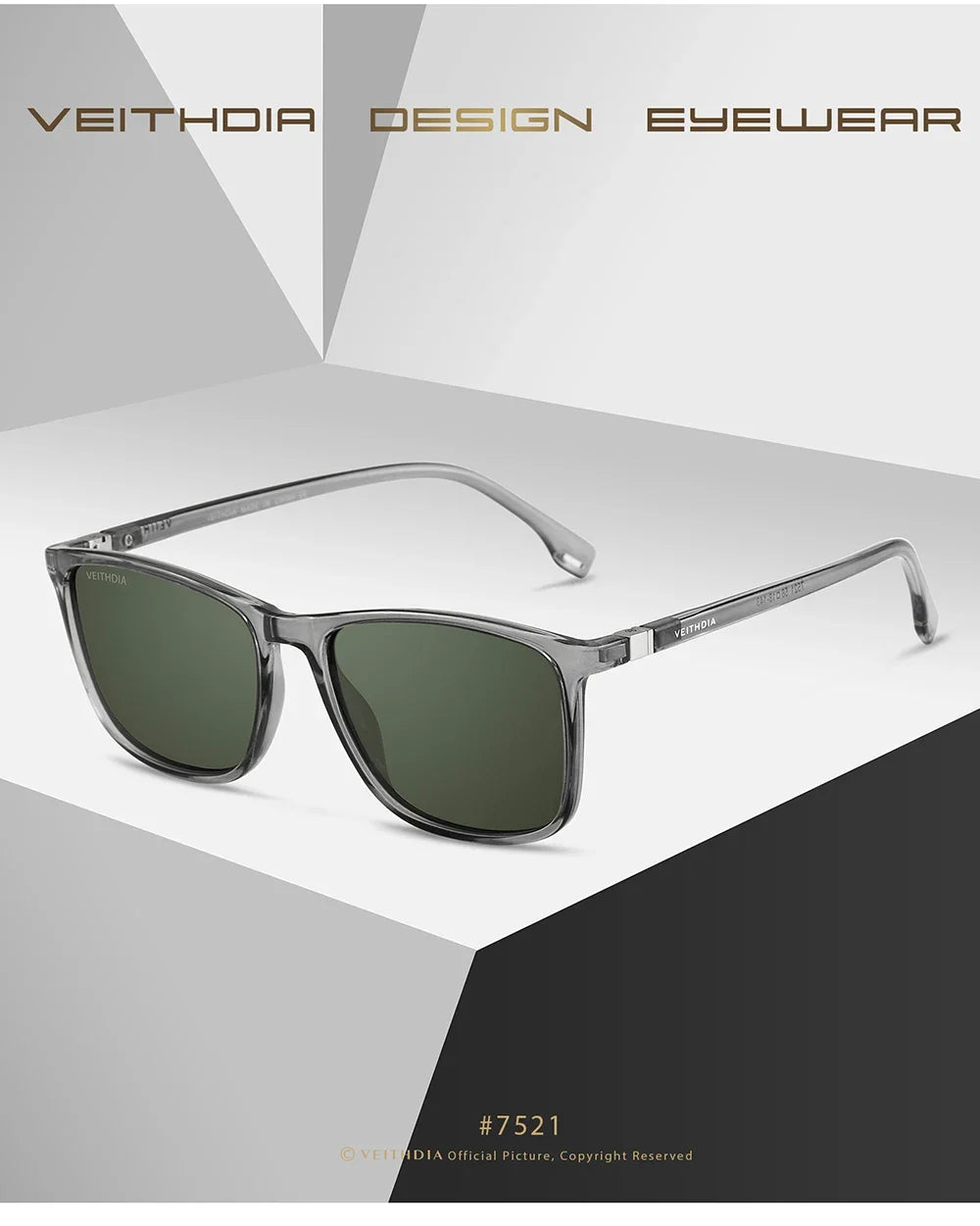 Retro Square Sunglasses with Polarized UV Protection