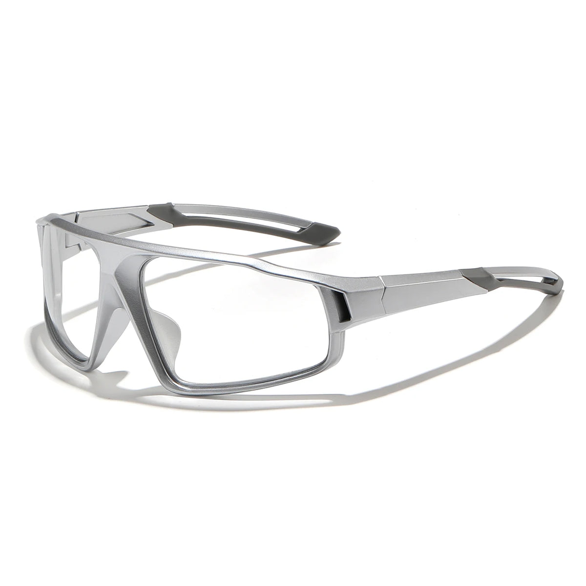 Silver photochromic sports sunglasses with a modern frame design