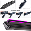 Close-up view of universal car wiper blades showing different interfaces and installation methods.