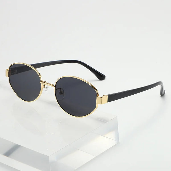 Retro Oval Metal Sunglasses with UV400 Protection