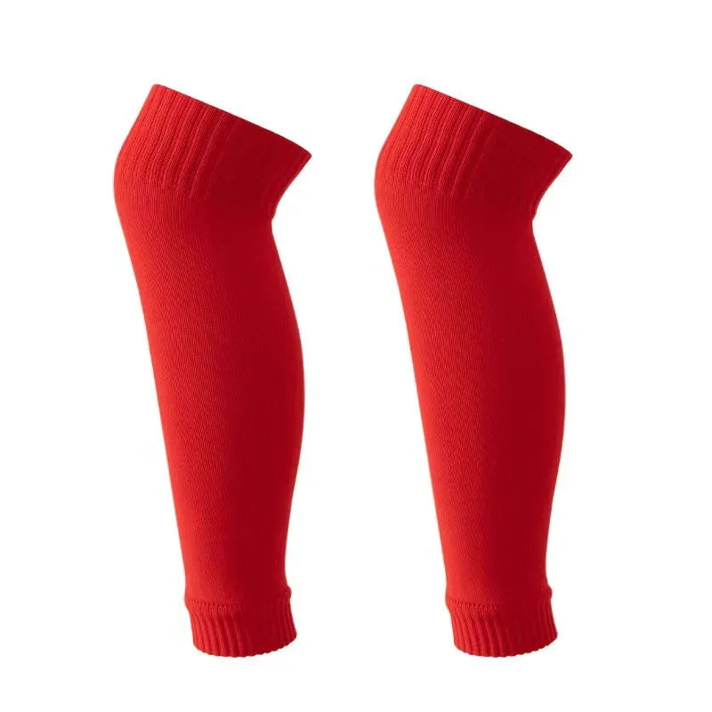 Pair of red compression football socks for athletes
