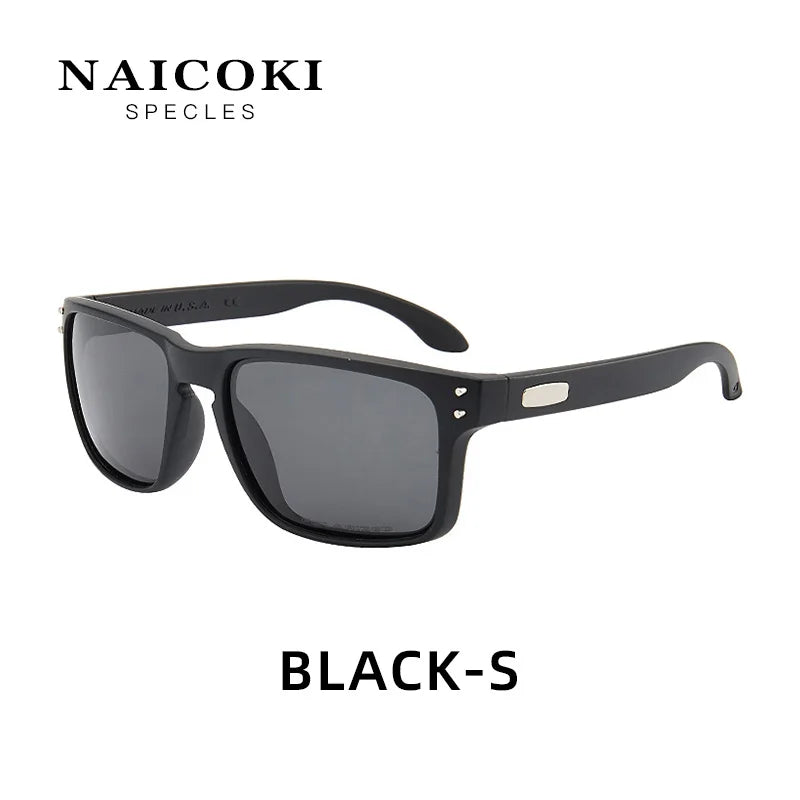 Black-S polarized sunglasses with a dark frame and lens shown against a white background.