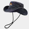 Washed Cotton Bucket Hat with Embroidery – Unisex Wide Brim for Outdoor Adventures