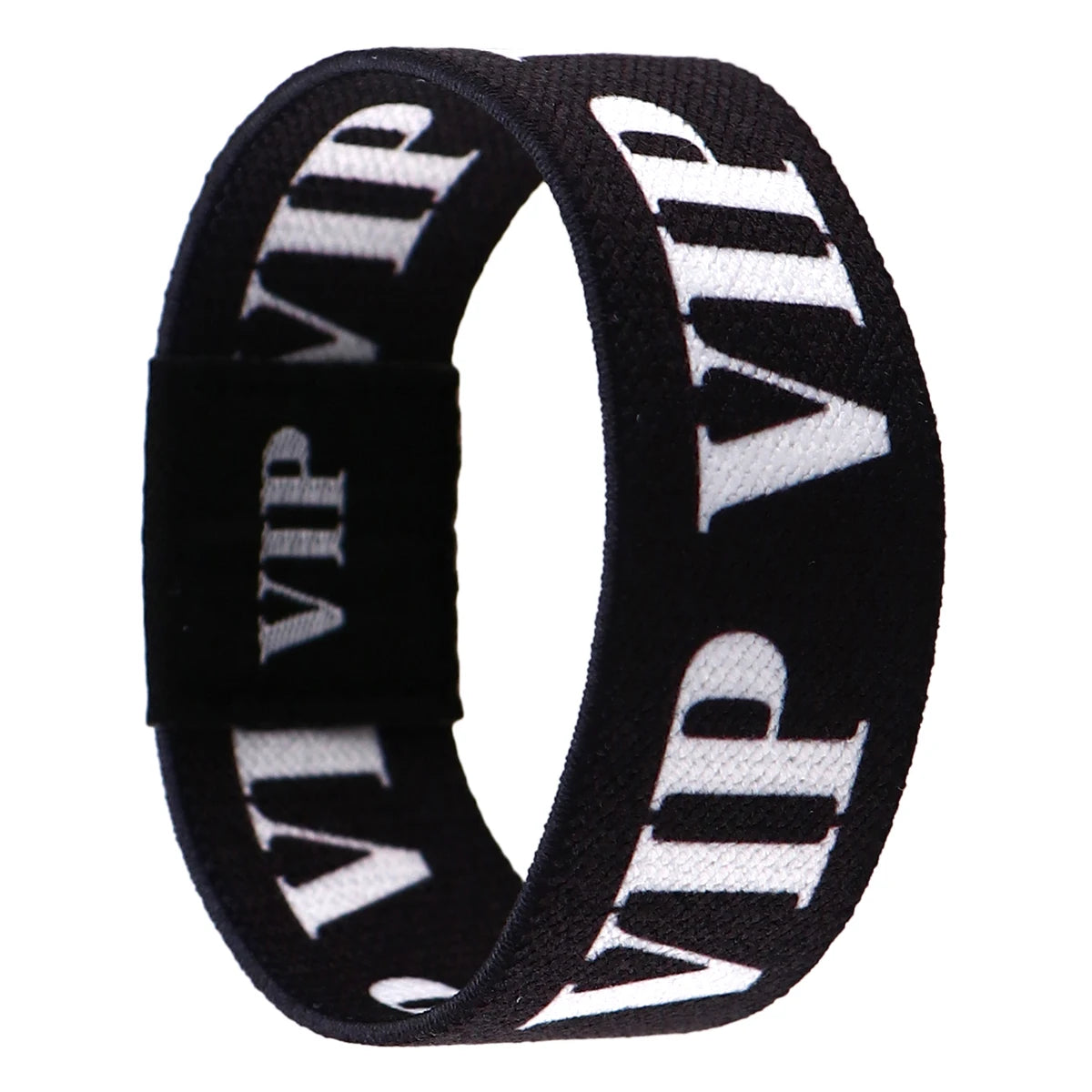 Schwarz-weiß gestreifte Acryl-Elastikbandarmband mit quadratischer Schnalle.
