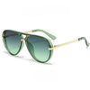 Olive green fashion protective sunglasses with gold accents