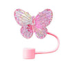 Pink silicone butterfly straw cover for tumblers