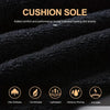 Close-up of black sports socks showing features like ultra softness, comfort, lightweight design, moisture wicking, and anti-