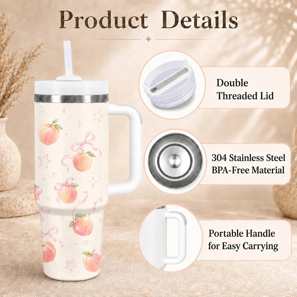 Kawaii Cherry Pattern Insulated Tumbler