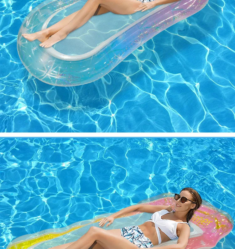 Striped Inflatable Pool Hammock for Adults