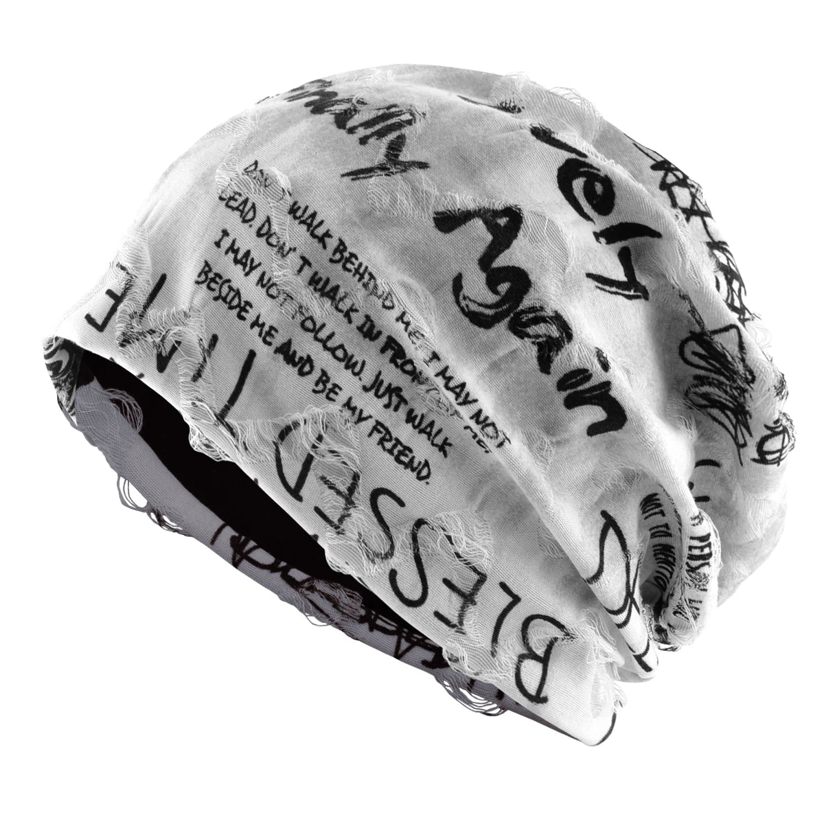 Vintage Letter Print Beanie Hat with Fleece Lining