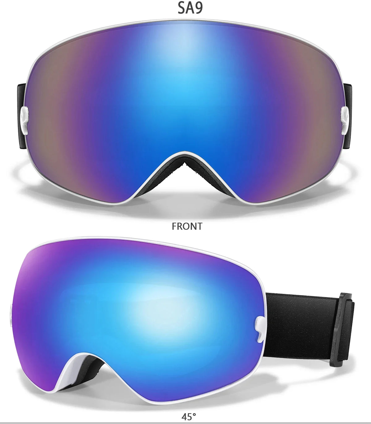 Outdoor Ski Goggles with Protective Case and Anti-Fog Lenses