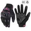 Gants de moto tactiques noirs pour quad et motocross avec accents roses
