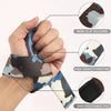 Hand demonstrates gym weightlifting straps featuring non-slip silicone, high-density knitting, and 5mm resistance pads.