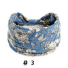Bandeau en coton stretch, motif floral bleu et crème, style bohème pour yoga et sport
