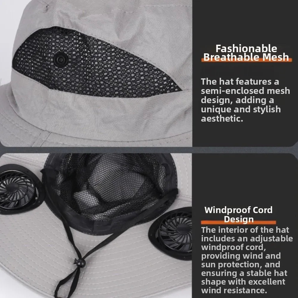 Solar-Powered Cooling Fan Hat with UV Protection