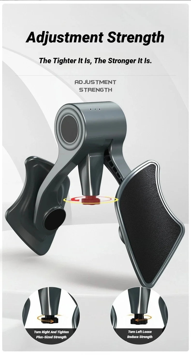 A close-up view of an adjustment strength device showing how to turn the parts to tighten or loosen for different levels of s