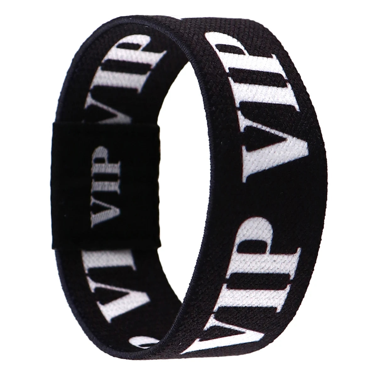 Schwarz-weiß gestreiftes Acryl-Elastikbandarmband mit quadratischer Schnalle.