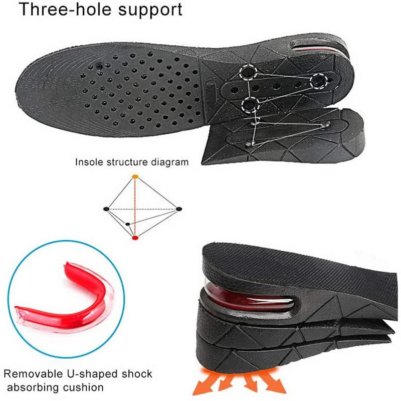 Adjustable Height Increase Insoles with Shock Absorption