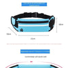A black elastic belt with a light blue pouch designed to accommodate a mobile phone.