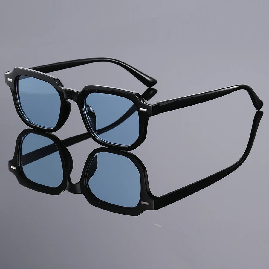 Retro Square Sunglasses with Rivet Accents for Men